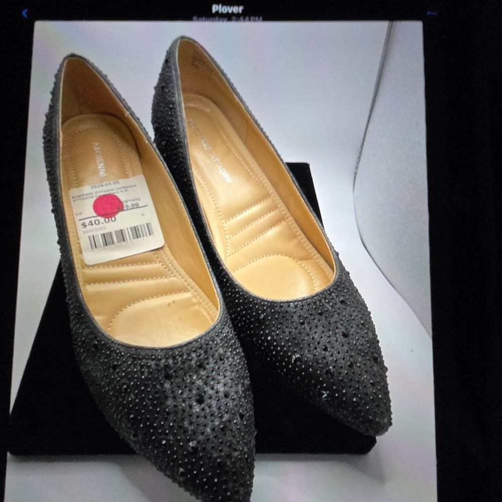 Adrienne Vittadini Black Studded Pumps